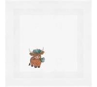 'Highland Cow With Flowers' Cotton Napkin/Dinner Cloth (NK00039480)