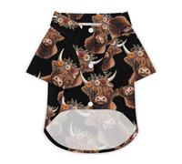 Highland Cow with Flowers Cute Dog Shirts Summer Pet Clothes Comfort T-Shirts Short Sleeveless Top for Cats Dogs 3XL