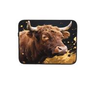 Highland Cow with Gold Laptop Sleeve Case Notebook Computer Pouch Tablet Briefcase Carrying Bag for Work 13 Inch