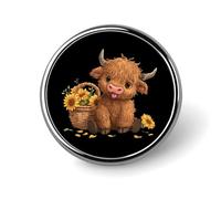 Highland Cow with Sunflowers Brooch Pins Lightweight Badge Lapel Pins