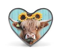 Highland Cow With Sunflowers Custom Brooch Pin Heart Lapel Pins Tie Suit Dress Accessories for Men Women Wedding Birthday