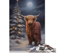 Highland Cow Xmas Puzzle for Adults 300 Pieces Puzzle Adult Jigsaw Puzzle Brain Teaser Game 1000pcs (75x50cm)