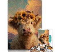 Highland Cows And Sunflowers 1000 Piece Jigsaw Puzzles for Teenagers Gifts,family Fun Games Is Ideal As A Gift for The Whole Family (50x75cm)