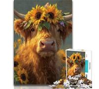 Highland Cows And Sunflowers 1000 Piece Jigsaw Puzzles for Teenagers Gifts,Help The Brain Exercise Addictive Toys to Cultivate Patience Great Gift (50x75cm)