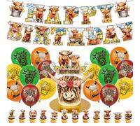 Highland Cows Birthday Decoration, Highland Cow Themed Party Decoration, Highland Cow Party Supplies Including Birthday Banners Cake Decorations Balloons, 30PCS