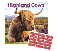 Highland Cows Calendar 2026 with FREE Organisational Stickers, Highland Cows Gift