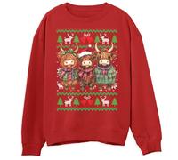 Highland Cows Christmas Sweatshirt for Children Festive Adorable Farm Animal Christmas Jumper for Boys Girls Ugly Xmas Sweater for Children, 3-4 Years, Red