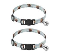 Highland Cows Collar for Kitten, 2 Pack Puppy Collar with Bell