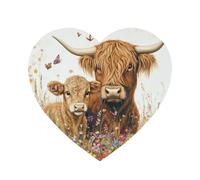 Highland Cows Fridge Magnets Baby Highland Cows Whiteboard Magnets Cows Acrylic Fridge Magnets for Kitchen Cabinet and Dishwasher Heart Shape