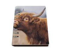 Highland Cows Funny 6 Ring Refillable Notebook Binder A5 Planner Book Foldable Loose-Leaf Notebooks with 90 Sheets Paper