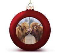 Highland Cows Funny Christmas Ball Red Tree Pendant | Holiday Wedding Party Decor Shatterproof Ornaments
