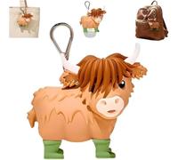 Highland-Cows Hand Sanitizer Holder & Keychain - Refillable Decorative Hand Soap Dispenser, Cute Cow Bag Charm & Key Ring, for Bags & Daily Use (1 Pcs)
