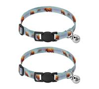 Highland Cows Horns Frosty Bell Collar for Small Dogs 2 Pack Kitten Collars Adjustable Length 10.6" to 17.1"