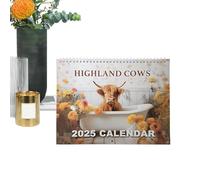 Highland Cows In Bathtubs 2025 Calendar,Highland Cow Calendar 2025,2025 Highland Cows Monthly Wall Calendar,Scottish Highland Cows Farm Calendar,Monthly Hangable Wall Calendar For Home