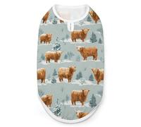 Highland Cows In Snowy Funny Dog Vest Cute Sleeveless Pet Shirt Pullover Cats T-Shirts Tank Tops 2XL