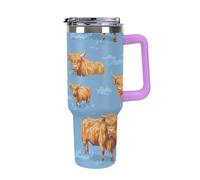 Highland Cows Pattern Travel 40 Oz Tumbler Violet