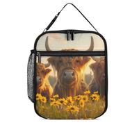 Highland Cows Sunset Lunch Bag Insulated Bento Box Tote Bags Portable Lunchbag for Women Men Work Picnic