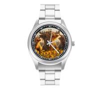 Highland Cows Sunset Quartz Watch Stainless Steel Wrist Watches for Men Women Easy to Read