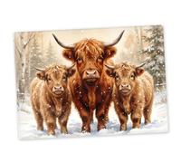 Highland Cows Textured Glass Printed Chopping Board | Worktop Saver | Large 40cm x 30cm