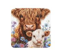 Highland Cows Whiteboard Magnets Baby Highland Cows Acrylic Fridge Magnets Cows Fridge Magnets for Whiteboard Kitchen Office Home Square