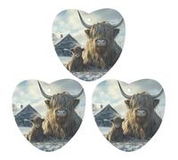 Highland Cows Winter Car Air Freshener 3-pack Aromatherapy Tablets Hanging Scented Cards for Rooms Bathrooms Wardrobe Love form