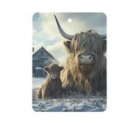 Highland Cows Winter Car Air Freshener Aromatherapy Tablets Hanging Scented Cards for Rooms Bathrooms Wardrobe Square