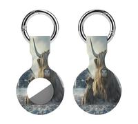 Highland Cows Winter Compatible with Airtag Locator Silicone Protective Case with Keychain 1PCS