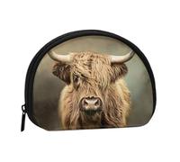 Highland CowSmall Makeup Sanitary Napkin Storage Bag,Women's Cosmetic Coin Purse