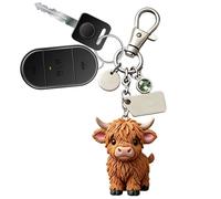 Highland Coww Keychain - 3D Resin Cattle Keyring, Bull Mascot Charm | Personalized Birthstone Greeting Card Gift Set for Children Youth Family Friends Handbag Car Schoolbag Birthday