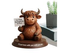 Highland Cute Bull Figurines, Straight-Talking Companions,Emotional Cow Support Highland Home Decor,Cute Humorous Resin Sculpture, Bookshelf Decorations, Home Desktop Decorations
