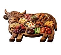 Highland Cute Cow Wooden Charcuterie Board, Animal Charcuterie Board, For Home Kitchen Dining Table Banquet Family Gathering Holiday Snack Fruit Meat Cheese Crackers