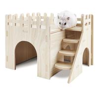 Highland Farms Select Hamster House, Double-Decker Hut with Slide, Cage Accessories, Small Animal Habitat Decor