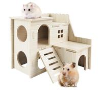 Highland Farms Select Hamster House,Tiny House with Slide House, Double-Decker Hut, Hamster Cage Accessories,Small Animal Habitat Decor for Hamster