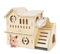 Highland Farms Select Hamster House with Slide, Double-Decker Hut, Guinea Pig Castle, Small Animal Habitat Decor
