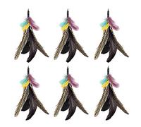 Highland Farms Select Handmade Natural Feather Cat Toy Da Bird Refills - Interactive Cat And Kitten Toy - 6 Pack