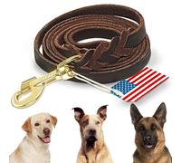 Highland Farms Select Premier Brown Leather Dog Training Lead 2.5m Ideal for Hunting Dogs or General Backyard Obedience