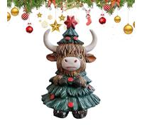 Highland Figurine - Highland Cattle Christmas Statue Farmhouse Style,Resin Scottish Ornament for Holiday Decoration Centerpiece and Home at Parties