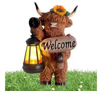 Highland Garden Statue | Weather Resistant Resin Figurine Decoration - Highland Cow Outdoor Figurines Decorations - For Mother, Grandma, Gardener, Lover