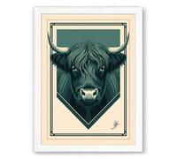 Highland Heraldry Modern Framed Wall Art Print A2 (59.4×42cm) White, Wall Decor for Living Room, Bedroom, Office & Home, Ready to Hang, Art Gift