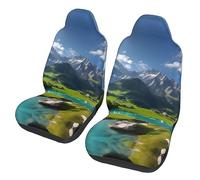 Highland Lake Scenery Dua Sarung JOK Mobil,& Sarung JOK Mobil Depan, Cocok Untuk Sebagian Besar Mobil, SUV, Truk, Van, Dll.