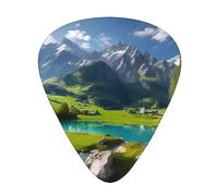 Highland Lake Scenery Multi-Thickness Guitar Pick Set 12 Pieces Clear Tone Comfortable Feel Strong Wear Resistance And Toughness Comes With Transparent Box