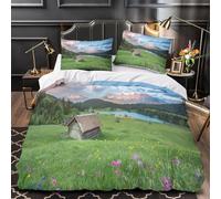 Highland Landscape Super King Duvet Cover Sets Nature Landscape Bedding Set 3D Print Quilt Cover 260x220 cm Soft Microfiber Lightweight with Zipper Closure and 2 Pillowcases f-2154