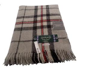 HIGHLAND Pure New Scottish Wool Blend Tartan Knee Lap Blanket Small Rug Bed Throw Extra Warm Comfy Soft For Men and Women (Thomson Grey)