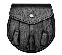 HIGHLAND REDSTONE Scottish Kilt Semi Dress Real leather Sporran, Black Grained, Standard (Black grained)