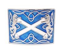 Highland Saltire and Lion Rampant Chrome with Blue Enamel Kilt Belt Buckle