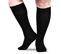 Highland Scottish Wool Blend Kilt Hose for Men Ribbed Socks for UK Shoe Sizes (UK, Alpha, M, Regular, Regular, Black)