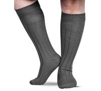 Highland Scottish Wool Blend Kilt Hose for Men Ribbed Socks for UK Shoe Sizes (UK, Alpha, M, Regular, Regular, Grey)