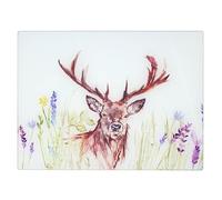 Highland Stag Toughened Glass Cutting Chopping Board Serving Floral Deer Pattern