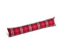 Highland Tartan Check GREY RED GREEN Draught Draft Excluder Energy Saving Long Door Sausage Cushion with Zipped Removable Cover (RED 87cm LONG)