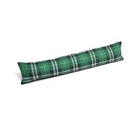 Highland Tartan Check GREY RED GREEN Draught Draft Excluder Energy Saving Long Door Sausage Cushion with Zipped Removable Cover (GREEN 87cm LONG)